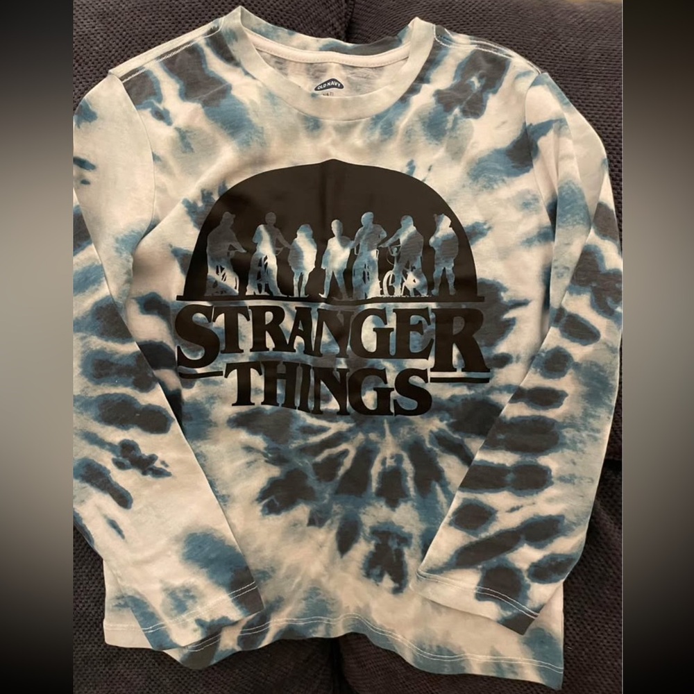 Tie-Dye long sleeve Stranger Things shirt - Blue and White